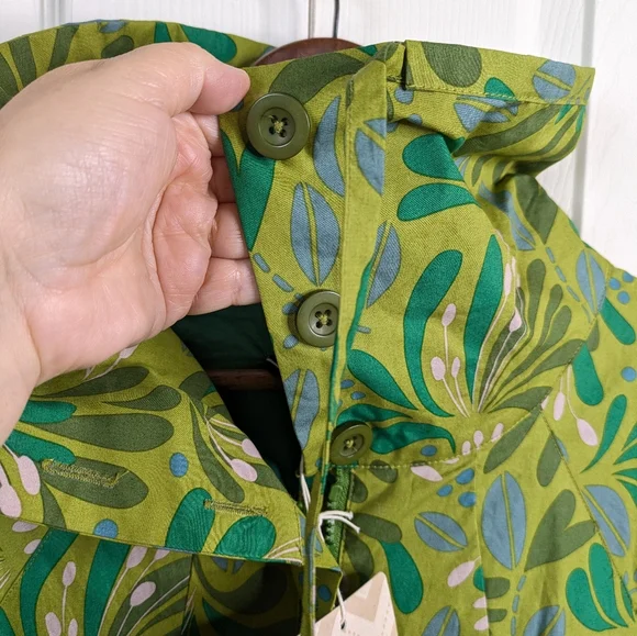 NEW Gudrun Sjoden Kaprifol Coat Jacket Large Leaf Print Funnel Neck Lagenlook - Picture 7 of 15